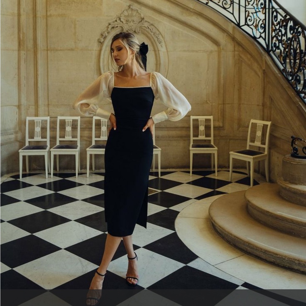 Elegant Black and White Dress